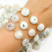 Solar Quartz Coin Shape Gold Plated Wire Chain